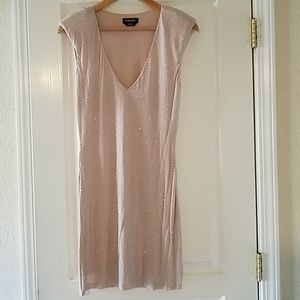 Bebe Nude Dress with silver dots